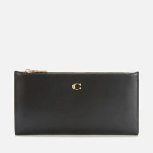 COACH NWT Women's Smooth Leather Double Snap Wallet Black